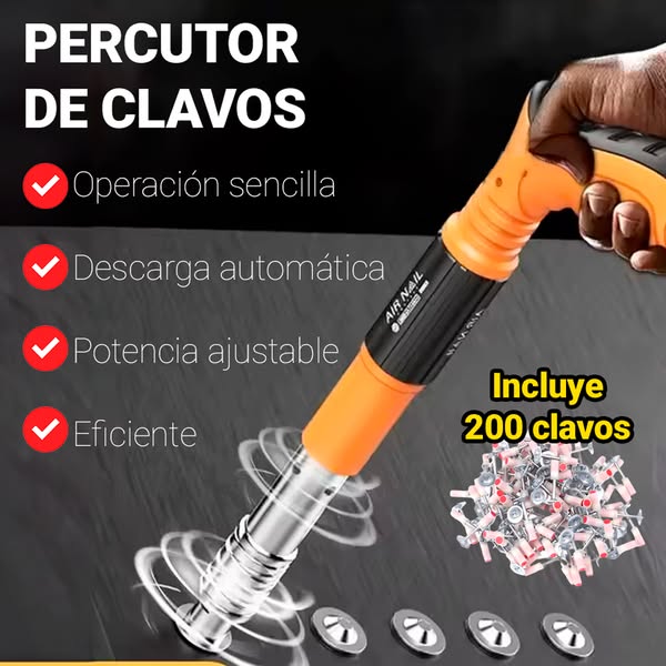 ClavaPro™ | Pistola Percutora Profesional + 200 Clavos Gratis 🎁
